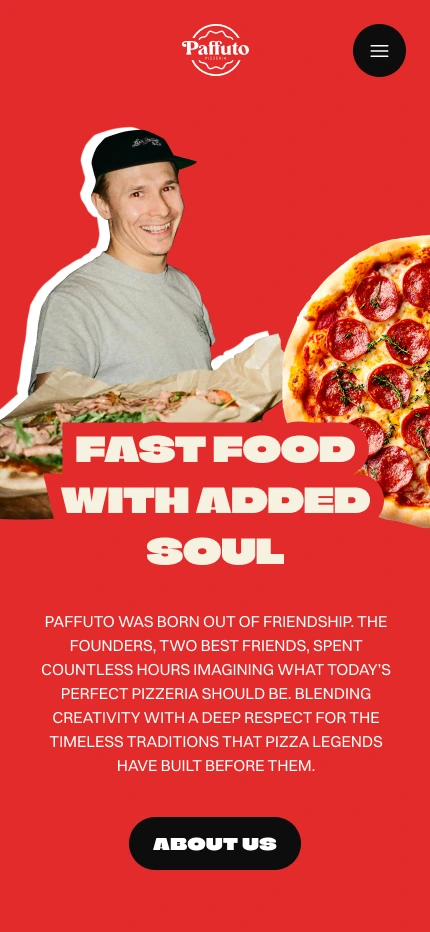 Paffuto mobile about us section