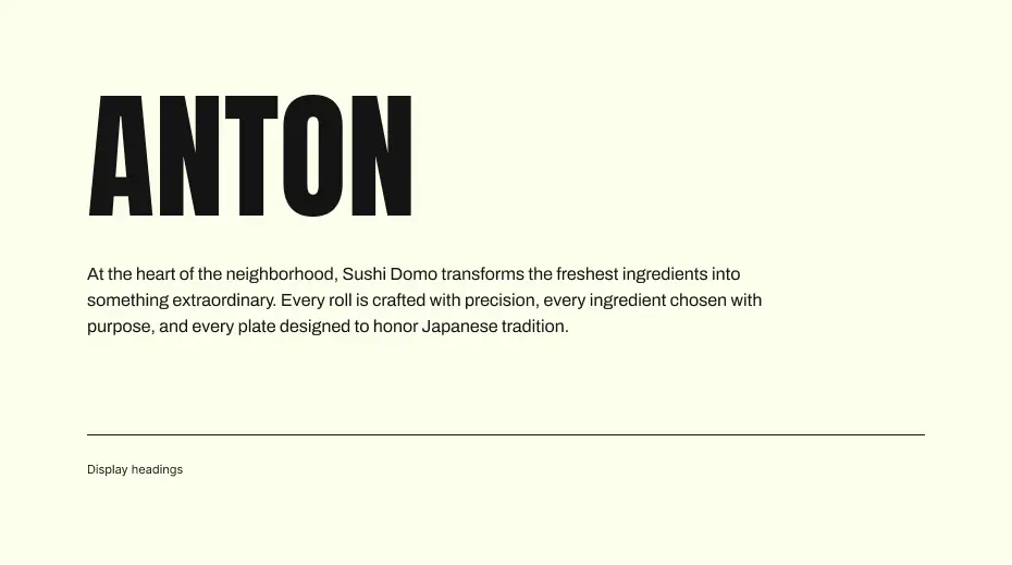 Anton display typeface demo